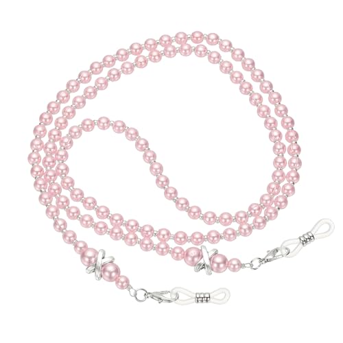 PATIKIL Eye Glasses Holders Around Neck, Pink Pearl Eyeglasses Strap Fashion Stylish Beaded Lanyard Glasses Chain for Women Sunglasses Old Lady Glass