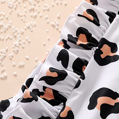 Infant Baby Girls Swimsuit Toddler One-Piece Plaid Swimwear Beach Bikini Leopard Ruffles Bathing Suit Outfits (0-3 Months, Leopard) #TOP3