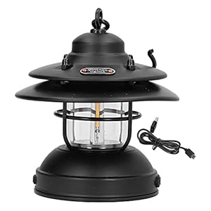 WJIN Lampe de Tente, Lanterne de Camping Design rétro Aucun câblage requis Lanterne de Camping à LED alimentée par Batterie avec Crochet pour Pique-Nique Barbecue de Camping