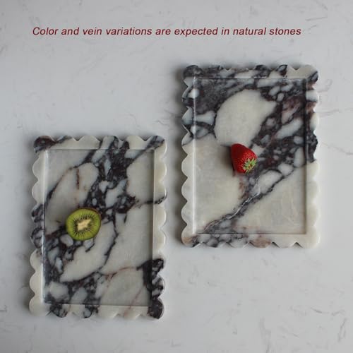 image for Nawgnail Natural Luxury Scalloped Marble Tray 10.8