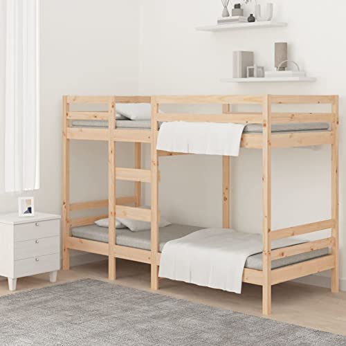 Gecheer Cama Litera de Madera,Escalera Barandillas Protección Juvenil Niños,Estructura de Cama Marco de Cama con Somieres para Dormitorio sin Colchón,Madera Maciza de Pino 90x200 cm 2# - imagen 2