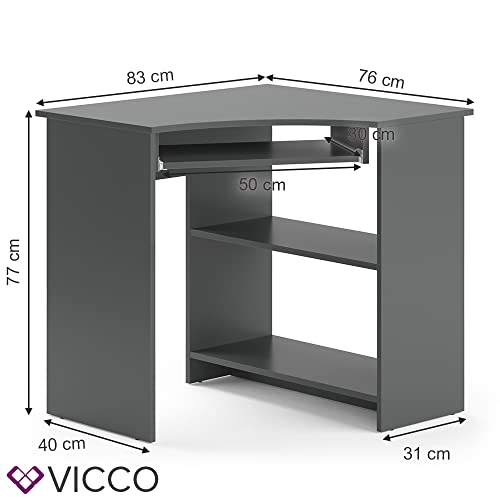 Vicco Scrivania angolare Odin, Antracite, 83 x 76