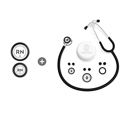 BJÖRN HALL Scandinavian Classic Stainless Steel Black Tubing Stethoscope & Registered Nurse RN Diaphragms | Lightweight & Stylish | Perfect Gift for Any Nurse