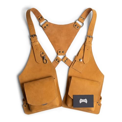Hide & Play, Shoulder Holster with Adjustable Straps, Ideal for Cosplay, Steampunk, Renaissance, Costume Parties, Full Grain Leather, Handmade (Old Tobacco) - Thumbnail 5