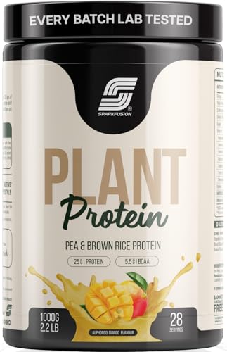 Image of Sparkfusion Plant Protein Powder Organic Isolated Pea & Brown Rice Protein 25 gm Protein Easy To Digest Triple| Alphonso Mango Flavour 1 kg