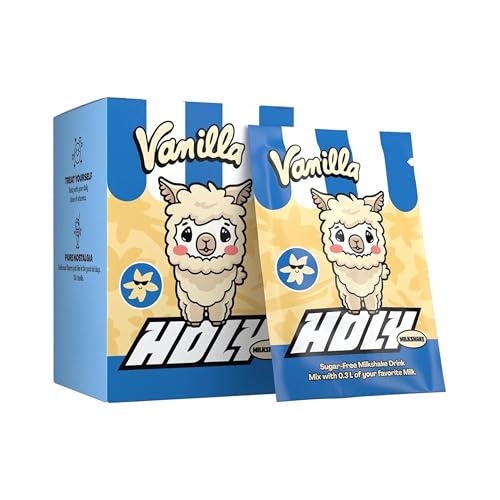 HOLY Milkshake 10er Probier-Box Vanilla – 10 Portionen mit Vitaminen B, C & D und 100% natürlichen Aromen – zuckerfrei, koffeinfrei & vegan – kalorienarmes Milchshake Pulver mit Vanille Geschmack