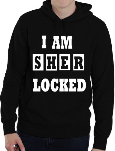 Image of Print4U I Am Sher Locked ~ Sherlock Holmes Mens/Ladies Hoodie In 6 Colours Medium Black