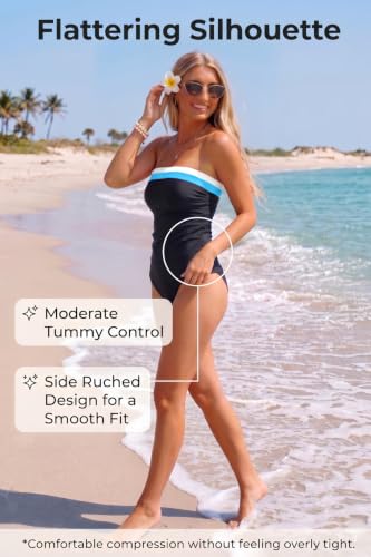 Image of Daci Womens Strapless Tankini Swimsuits- 2 Piece Tummy Control Tankini Swimsuit Bandeau Tankini Tops with Bottoms