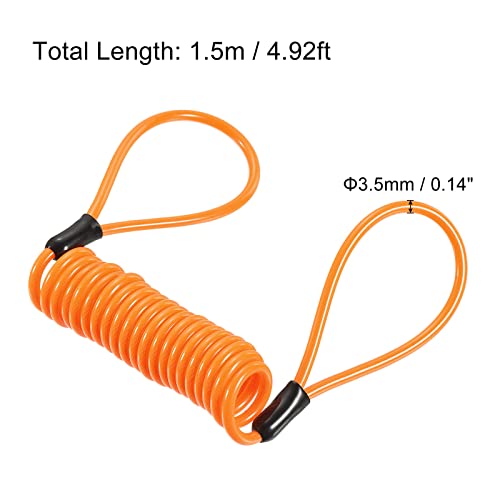 PATIKIL Security Steel Cable 3.5mm x 1.5m/4.92ft Coated Spring Luggage Lock Wire Rope with Double Loop Orange - Image 2