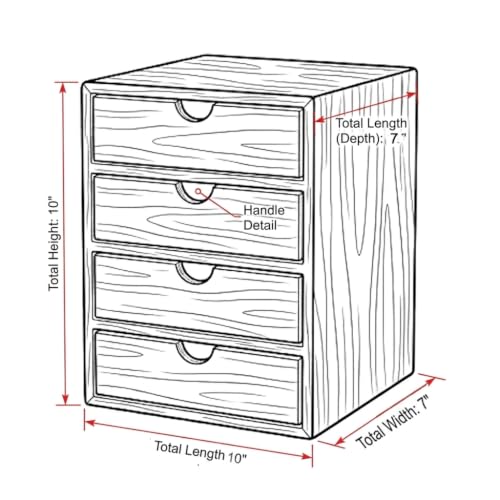 Image of Handcrafted Vintage 4-Drawer Wooden Desk Organizer - Craft Storage - Rustic Shelf- Home Organizers & Accessories - Apothecary Cabinet, Art Storage I Home | Office | Kitchen (Black)