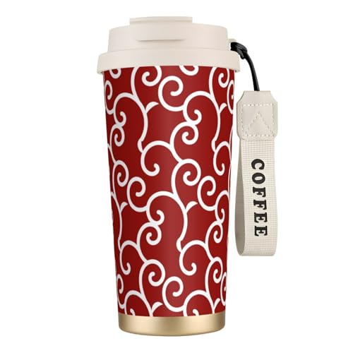 タンブラー 和柄 赤 唐草模様 マグボトル コーヒーカップ 水筒 保温 保冷 ウォーターボトル 蓋付き ストロー付き 直飲み おしゃれ プレゼント