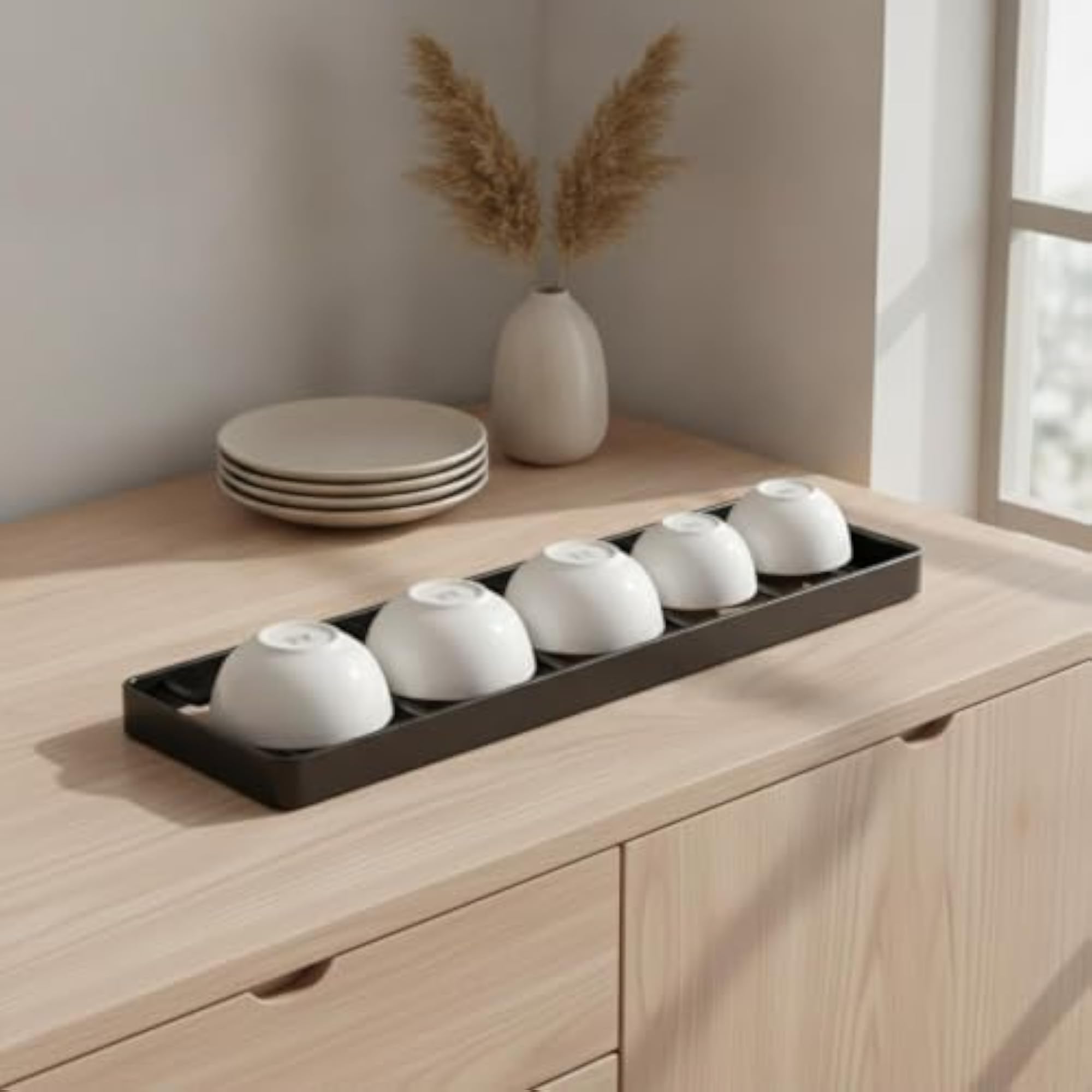 Vertical Kitchen Storage Rack with Divider for Bowls