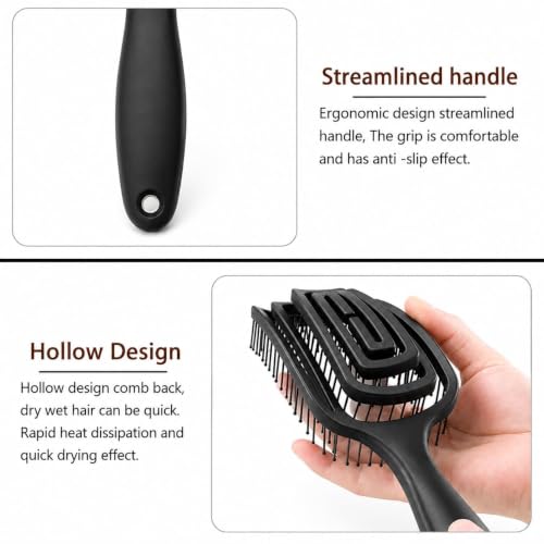 Image of Premium 3D Detangling Hair Brush for Women & Men- Anti Hair Fall Comb for Curly, Wavy & Straight Hair | Hair Straightening Brush, Wet & Dry Styling Brush | Scalp Massager, Frizz Control & Tangle Free Grooming Brush (PACK OF 1) (BLACK)
