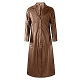 RTRDE Overcoat For Men, Trench Notched Collar Long Jacket Overcoat Double Breasted Pea Wih Pockets Mens Coat Plaid Men Coats Fashion Gabardina Para Hombre Casual Coat Costume Coat (3XL, Brown)