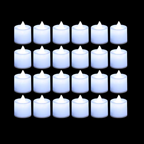 LANKER 24 Pack Flameless Led Tea Lights Candles - Steady Battery Operated Electronic Fake Candles – Decorations for Wedding, Party, Christmas, Halloween and Festival Celebration (White) - Thumbnail 2