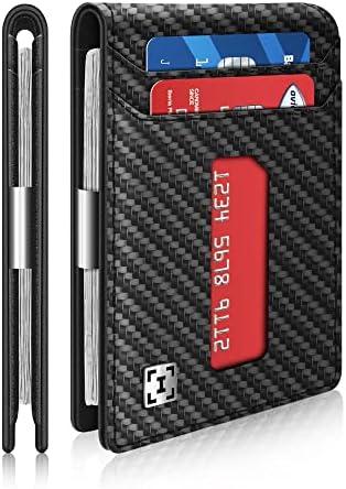 INCIPAL Card Holder Wallet for Men with Money Clip, Bifold RFID Blocking Minimalist Slim Wallet with 12 Card Slots (Carbon Fiber)