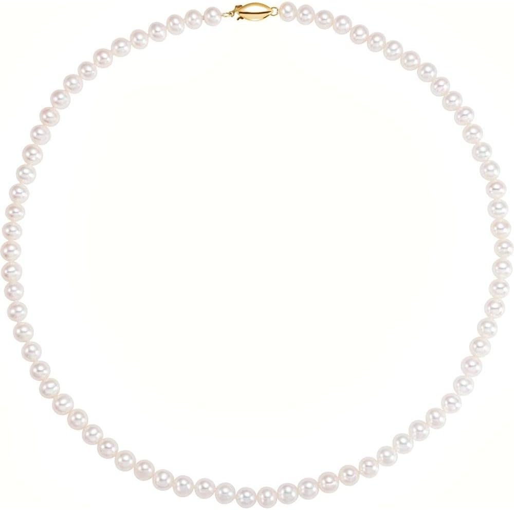 14k Yellow Gold Freshwater Cultured Pearl Strand Necklace Fine Jewelry for Women Gifts for Her, 18"