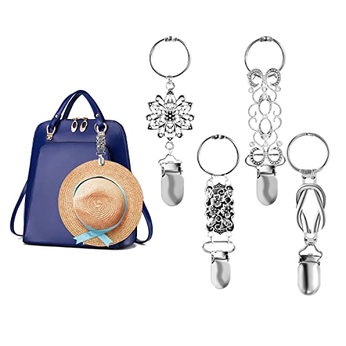 TOYMIS 4pcs Vintage Hat Clip, Retro Metal Hat Clip for Travel on Bag Hat Holder for Bag Cap Clips for Hats for Men Women Luggage Outdoor Travel Accessory