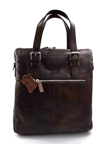 Sac postier en cuir marron pour notebook et tablette - 7