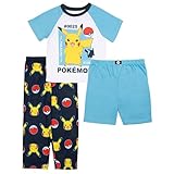 Pokemon Boys' 3-Piece Loose-fit Pajama Set, Soft & Cute for Kids, ELECTRIC TYPE PIKA, 4