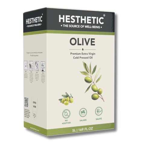 Image of HESTHETIC Premium Extra Virgin Olive Oil 5L Bag-in-Box | Cold-Pressed Mediterranean-Sourced EVOO | Unrefined, Low-Acidity | Cooking, Salad & Finishing Oil