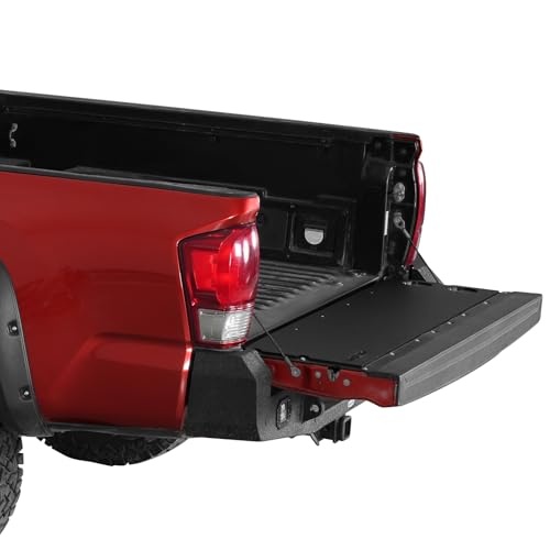 Image of u-Box Tacoma Tailgate Panel Table Mat Pad Plate Cover for 2005-2023 Toyota Tacoma 2nd 3rd Gen Pickup Trucks - Black Plastic Camping Board with Cup Holder