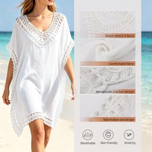 Image of Bathing Suit Cover Up for Women,V-Neck Summer Swimsuit Coverups Loose Swimwear Beach Dress for Pool Sea Party