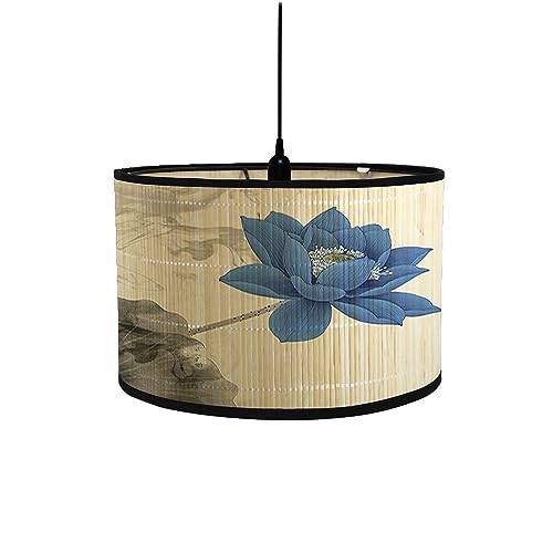 FANSU Round Drum Light Shade for Table Lamp, Modern Pattern Pendant Lampshades Easy Fit for Living Rooms, Bedroom, Hallways, Reading Room (30x20cm,Ink Painting 2)