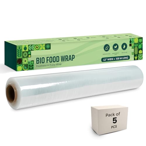 Image of Robustt Bio Food Wrap Cling Film for Food Wrapping| 100 m x12 inch|(Pack of 5) Keeps Food Fresh Eco-Friendly Transparent Wrapping roll | Ideal Cling Film for Food Wrapping