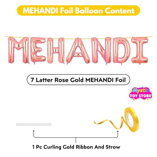 Image of Mehandi Banner Rose Gold for Wedding Home Boys Girls Men Women Foil Balloon Decoration Decor Celebration Rose Golden