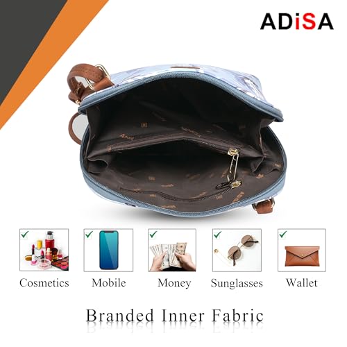Image of ADISA Women Girls Floral Print Faux Leather Sling Bag Crossbody