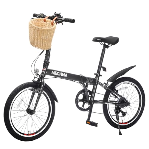 ZUKKA Folding Bike 20 Inch Foldable City Bike 6 Speed Transmission System & Double V-Brakes High Carbon Steel Frame Adult Bicycle for Commuting Traveling Exercising