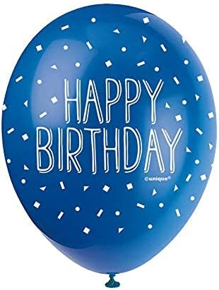 Unique Party 56080 BlueTheme 12" Latex Balloons | Happy Birthday Blue Theme | 5ct