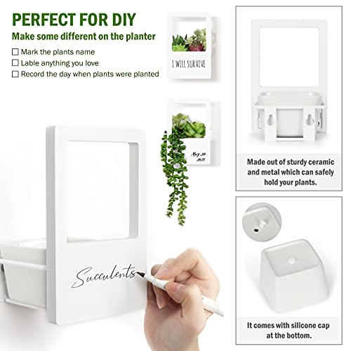 Jackcube Design Wall Planter, Decorative White Small Planter For Indoor- Set Of 2 Ceramic Pots Succulent, Artificial Flowers, Hanging Plant Pot Vase For Home Decor- Mk702A #TOP1