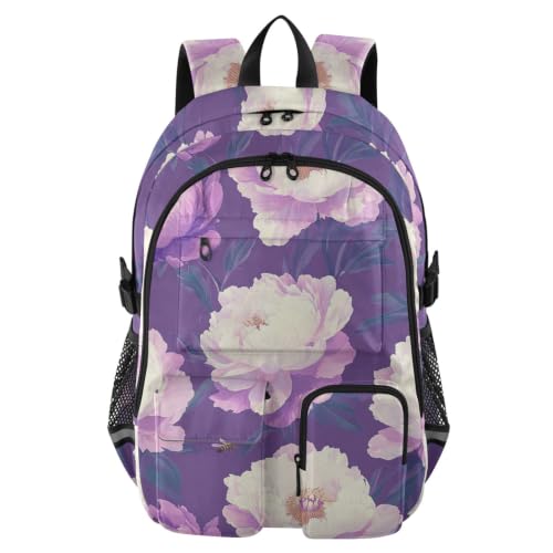 Mochila para laptop de viaje retro con flores para evitar dolores de espalda en universidad