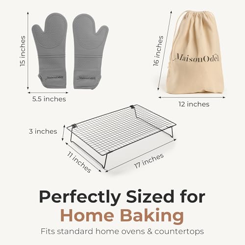MaisonOdell Sourdough Cooling & Storage Set – Bread Cooling Rack (17×11×3), Linen Bread Bag (15×12), Heat-Resistant Oven Mitts – Complete Bread Cooling & Storage Solution by MaisonOdell - Image 6