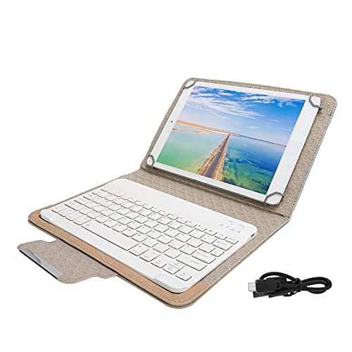 ASHATA Universal 9.7‑10.1 inch Tablet Keyboard Case,Wireless Bluetooth Removable Keyboard + PU Leather Case Cover,Travel Portable Leather Shell,Dustproof & Waterproof(golden)