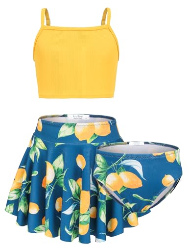 Image of Arshiner Girls 3 Piece Swimsuit for Teen Girl Tankini Swimsuits Bathing Suit Beach Bikini Swimwear with Skirt
