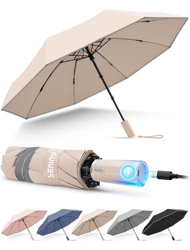 Rechargeable Electric Travel Umbrella, Auto Open Close Windproof - image 1