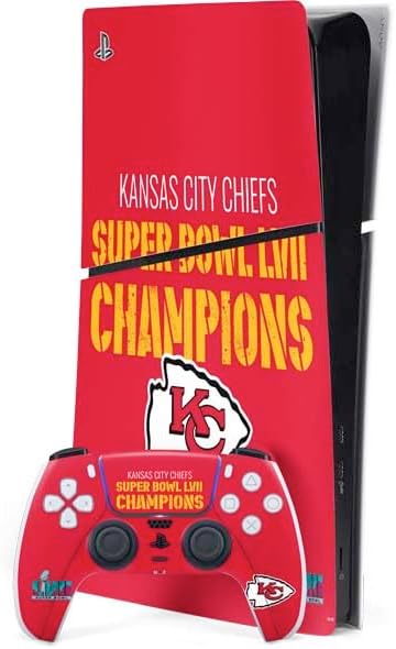 Skinit Decal Gaming Skin Compatible with PS5 Slim Digital Edition Bundle - Officially Licensed NFL Kansas City Chiefs Black & White Design