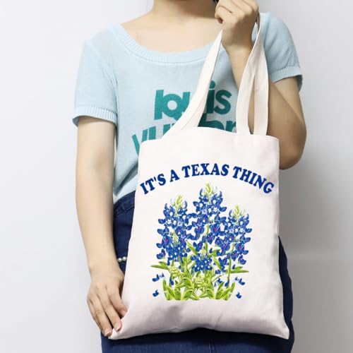 Image of JXGZSO It's a Texas Thing Bluebonnet and Yellow Rose of Texas Tote Bag Gift For Traveler
