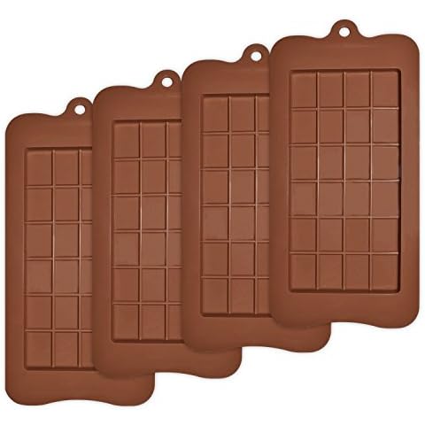 homEdge Brechbare Schokoladenformen, Set mit 4 Packungen, Lebensmittelqualität, antihaftbeschichtet, Silikon, Eiweiß und Energieriegel-Formen Cover