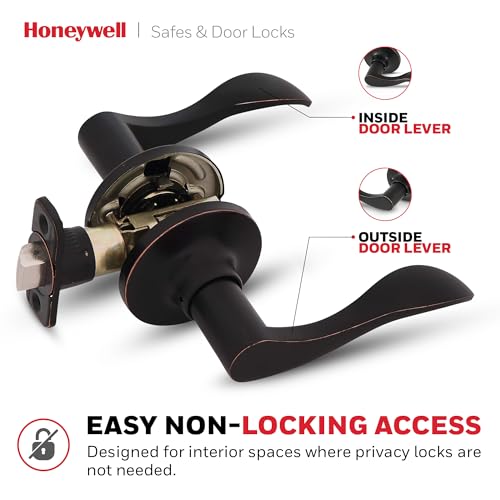 Honeywell Safes & Door Locks - Wave Lever Door Handle with Non-Locking Interior - Passage Front Door Lever is Ideal for Closets & Hallways - 6.88" L x 2.75" W Inches - Oil Rubbed Bronze - 8106403 - image 4
