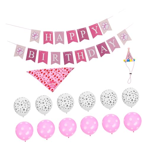 Gadpiparty 1 セット 犬の誕生日用品 最初 犬の誕生日の帽子 ダックスフンド わんわん スマス 好意 犬の誕生日パーティーのアクセサリー 子犬の誕生日パーティーの装飾キット ピンク