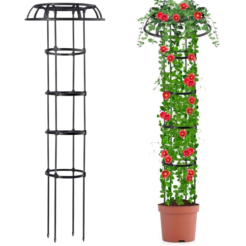 Large Garden Trellis for Climbing Plants Outdoor, 65 Inch Rustproof Metal Mushroom Top Trellis for Climbing Plants, Adjustable Heights Plants Support for Potted Vines Cucumber Rose Clematis Jasmine