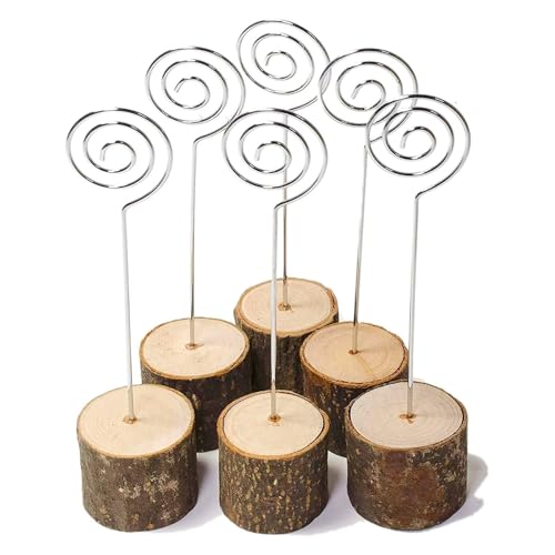 INHEMING 20 pcs Rustic Wood Place Card Holders, Wooden Table Number Holder,Wedding Place Card Holder for Party Tables, Drinks Labelling Cards