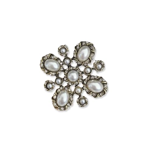 Vintage Style Pearl Brooch Pin, Antique Bronze Statement Jewelry with