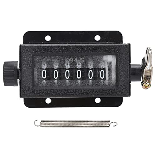 Mechanical Counter, 6 Digit Hand Pull Stroke Tally Counter with Spring Punch Press D94 S, for Machinery Textile Printing Industry
