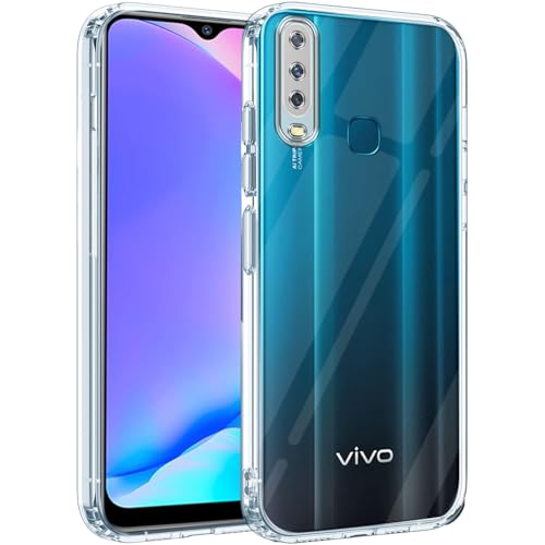 Image of Jkobi Back Case Cover for Vivo Y12 | Y15 | Y17 (Silicone Clear Shockproof Case with Camera Protection and Dust Plugs | Transparent)