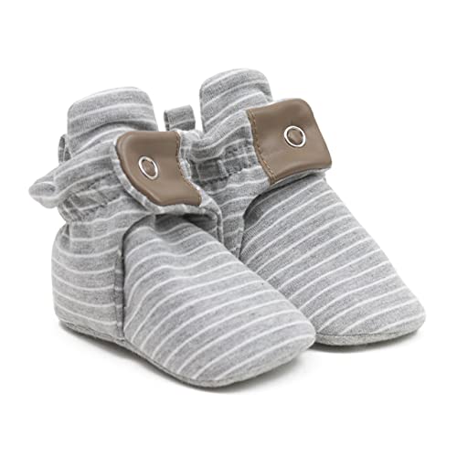 Image of Robeez Baby Girls and Boys Crib Cotton Snap Booties with Slip-Resistant Soles for Infant and Toddler, 0-18 Months
